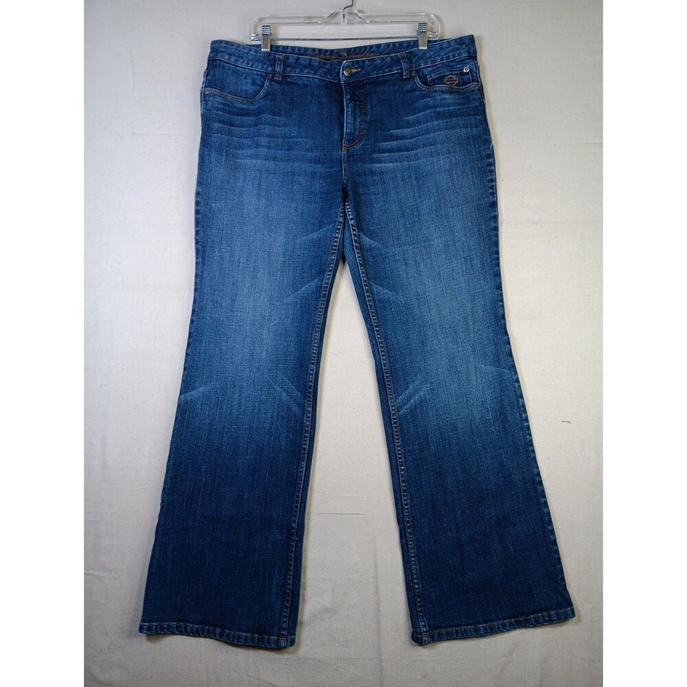 Harley Davidson Bootcut Jeans Size 18 5-Pocket 30" Inseam Medium Wash EUC